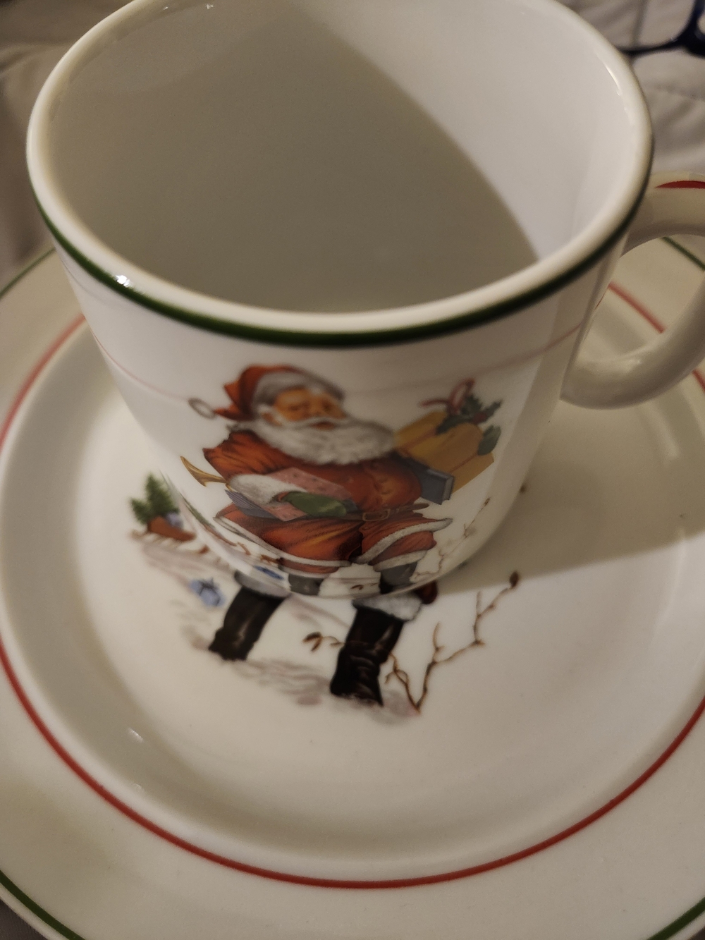 Vtg JKW Bavaria West Germany Santa Claus Porcelain Holiday Coffee Mug Cup